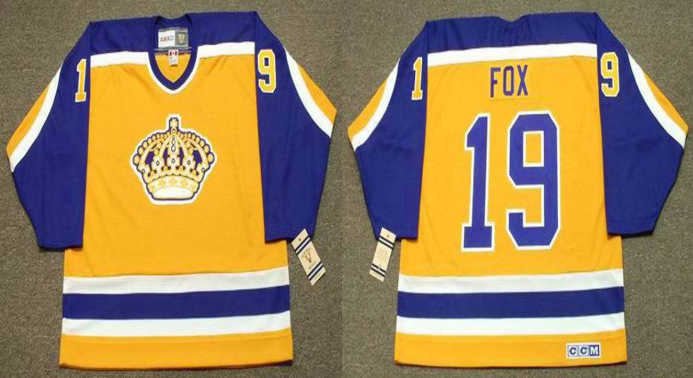 2019 Men Los Angeles Kings #19 Fox Yellow CCM NHL jerseys->los angeles kings->NHL Jersey